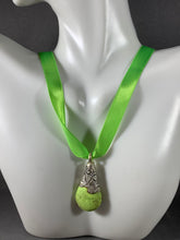 Load image into Gallery viewer, Tibetan Necklace Lemon Turquoise Pendant Silver Metal Repousse