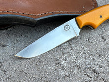 Load image into Gallery viewer, Hunter Knife D2 Amber Micarta Handle SDS Knifeworks by Shropshire