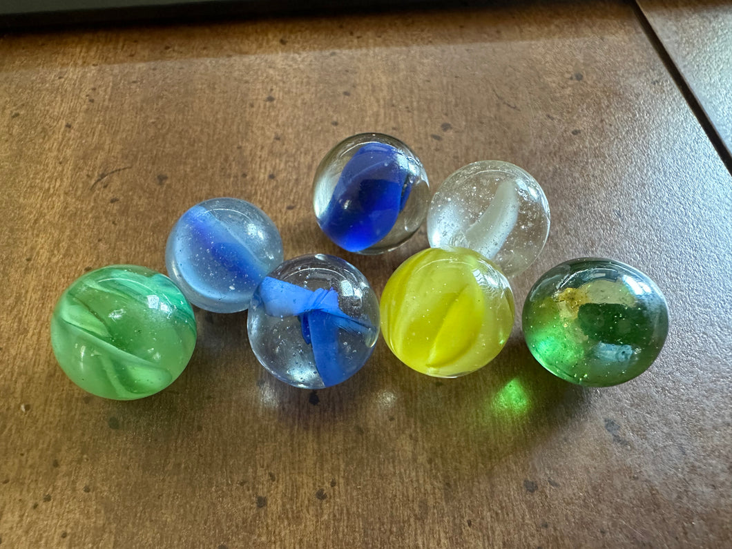 7 Translucent Vintage Swirl Marbles