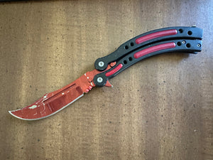 Red Slaughter Balisong Folding Knife Butterfly