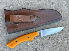 Load image into Gallery viewer, Hunter Knife D2 Amber Micarta Handle SDS Knifeworks by Shropshire