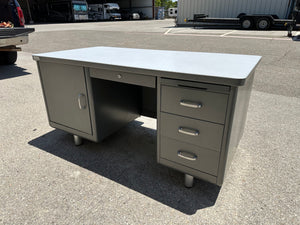 Vintage Metal Office Tanker Desk