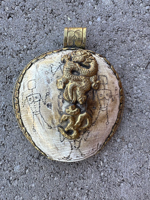 Tibetan Naga Chank Shell Large Brass Pendant