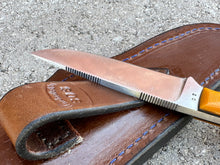 Load image into Gallery viewer, Hunter Knife D2 Amber Micarta Handle SDS Knifeworks by Shropshire