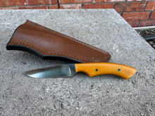 Load image into Gallery viewer, Hunter Knife D2 Amber Micarta Handle SDS Knifeworks by Shropshire