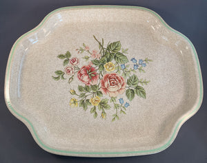 Avon Vintage Metal Serving Platter Plate Floral 12 Inches