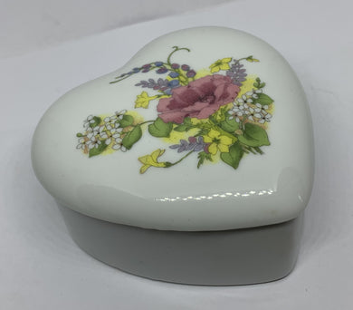The Toscany Collection Vintage Porcelain Jewelry Box Floral Heart