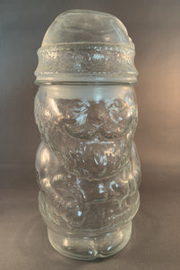 Santa Claus Jar Vintage Clear Glass Mexico Christmas Decoration