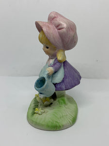 Porcelain Figurine Little Girl Watering Flowers 5707 Vintage