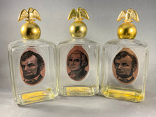 Load image into Gallery viewer, 3 Vintage Avon Lincoln &amp; Washington Tribute After Shave Glass Bottle Empty