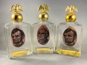 3 Vintage Avon Lincoln & Washington Tribute After Shave Glass Bottle Empty