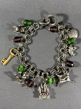 Load image into Gallery viewer, Vintage Silver Tone Chain Pewter Glass and Charms Fairytale Bracelet 8 Inch