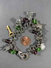 Load image into Gallery viewer, Vintage Silver Tone Chain Pewter Glass and Charms Fairytale Bracelet 8 Inch