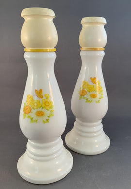 2 Avon Buttercup Candlestick Holder Sonnet Imperial Garden Cologne Vintage Bottle