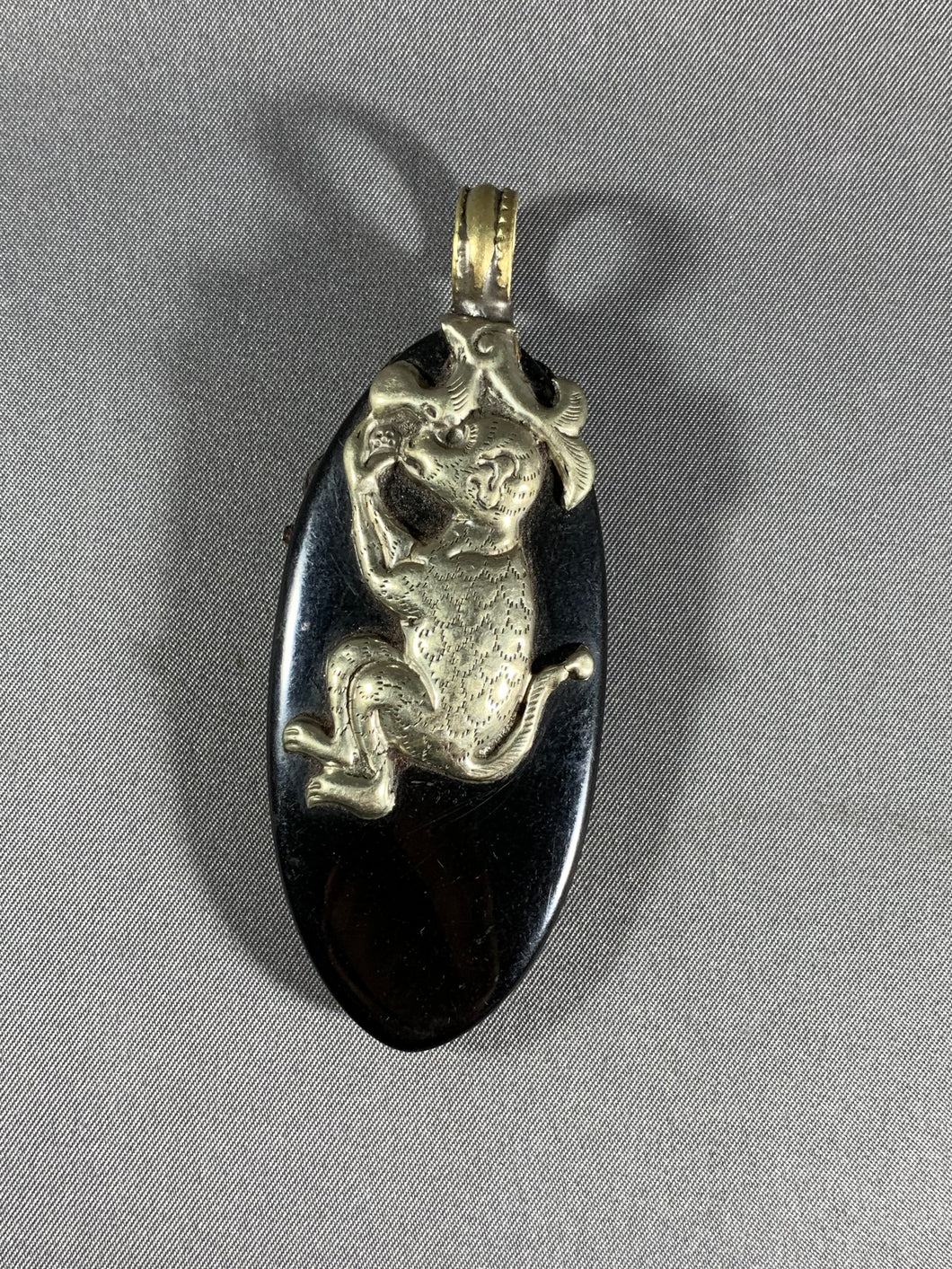 Tibetan Pendant Black Monkey Silver Repousse Jewelry