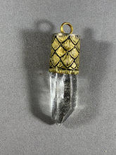 Load image into Gallery viewer, Tibetan Pendant Himalayan Crystal Brass Repousse Jewelry 2 Inch