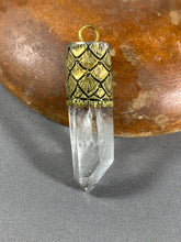 Load image into Gallery viewer, Tibetan Pendant Himalayan Crystal Brass Repousse Jewelry 2 Inch