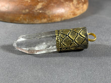 Load image into Gallery viewer, Tibetan Pendant Himalayan Crystal Brass Repousse Jewelry 2 Inch