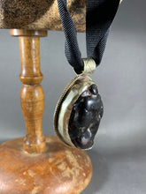 Load image into Gallery viewer, Tibetan Pendant Black Copal Globular Silver Repousse Jewelry