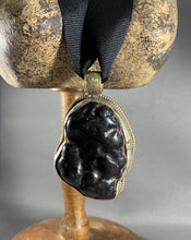 Load image into Gallery viewer, Tibetan Pendant Black Copal Globular Silver Repousse Jewelry