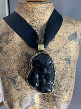 Load image into Gallery viewer, Tibetan Pendant Black Copal Globular Silver Repousse Jewelry