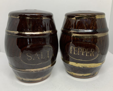 Brown Whisky Barrel Porcelain Salt Shaker Vintage Japan