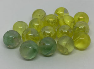 39 Vintage Glass Translucent Marbles Swirled Yellow