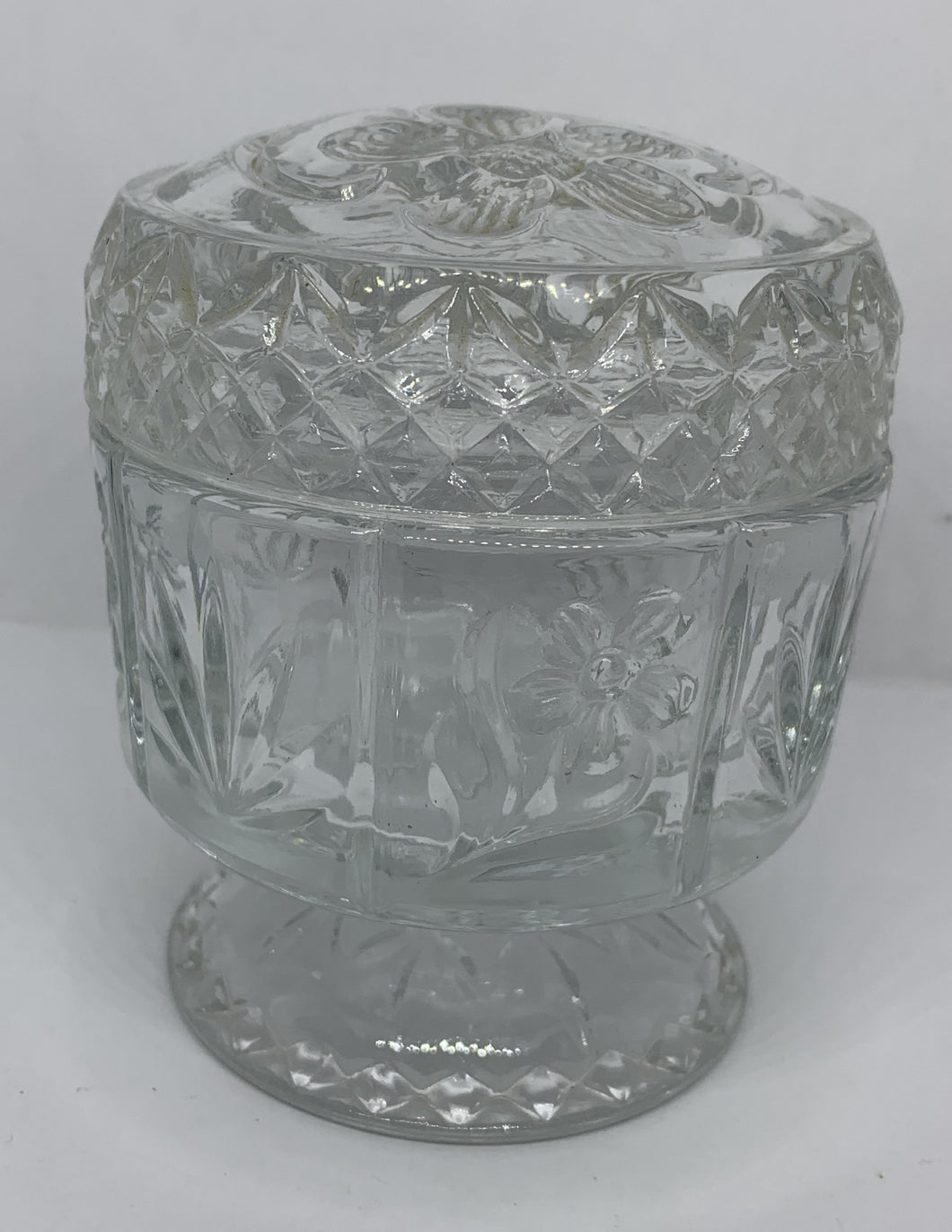 Avon Vintage Crystal Glass Container Candle Holder with Lid