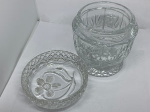 Avon Vintage Crystal Glass Container Candle Holder with Lid