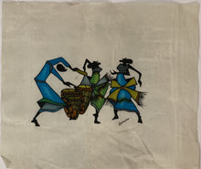 Load image into Gallery viewer, Kenya Batik Dancing with Drummers African Textile Art White