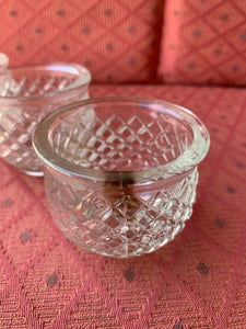 3 Avon Vintage Crystal Glass Votive Candle Holders Diamond Cut