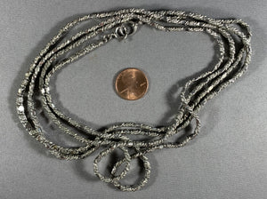 Vintage Silver Nugget Necklace Metal 54 Inch