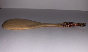 African Salad Spoon Set Hand Carved Wood Giraffe's 8 Inch