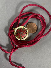 Load image into Gallery viewer, Vintage HMK Cloisonne Enamel 2-Sided Poinsettia Flower Pendant Necklace