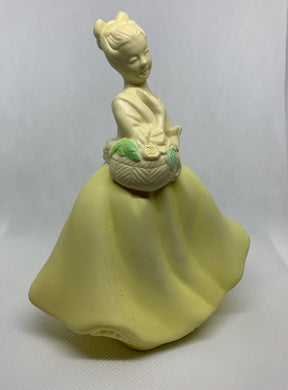 Vintage Avon Topaze Cologne Yellow Woman Flower Basket Empty Bottle