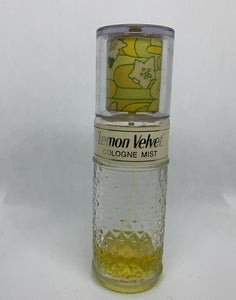Vintage Avon 'Lemon Velvet Cologne Mist Glass Bottle Partially Full