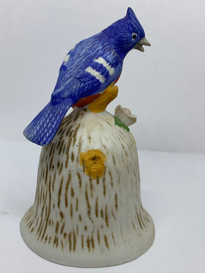 Vintage Ceramic Floral Porcelain Blue Bird Bell