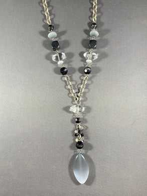 Vintage White Black House Market Glass Beads Necklace 18-20 Inch