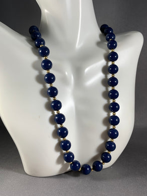 Vintage Monet Blue & Gold Tone Necklace 16-18 Inch