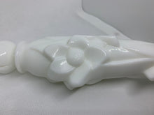 Load image into Gallery viewer, Vintage Avon Milk Glass Floral Bud Vase Lemon Velvet Bath Foam Decanter Bottle