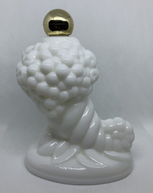 Vintage Avon Milk Glass Cornucopia Skin So Soft Bath Oil Decanter Bottle