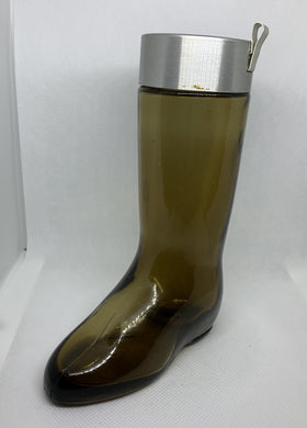 Vintage Avon Leather All Purpose Cologne Boot Glass Bottle Silver Cap