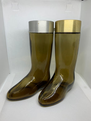 2 Vintage Avon Leather All Purpose Cologne Boot Glass Bottle