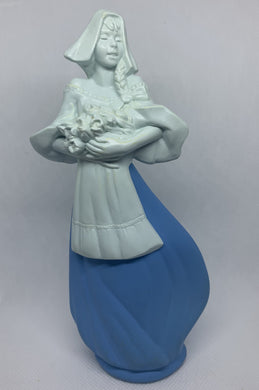 Avon Vintage Bottle Maiden Carrying Flower Bouquet Somewhere Cologne Blue