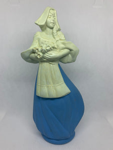 Avon Vintage Bottle Maiden Carrying Flower Bouquet Topaze Cologne Blue