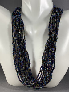 Vintage Necklace 12-Strand Multi Iridescent Color Beads 16 Inch
