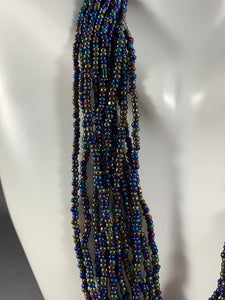 Vintage Necklace 12-Strand Multi Iridescent Color Beads 16 Inch