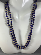 Load image into Gallery viewer, Vintage Necklace Cobalt Blue Glass and Gold Tone Beads 32 Inch