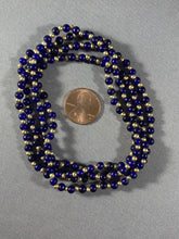 Load image into Gallery viewer, Vintage Necklace Cobalt Blue Glass and Gold Tone Beads 32 Inch