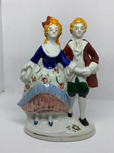 Load image into Gallery viewer, Porcelain Figurine Colonial Couple Red Coat Dancing Occupied Japan